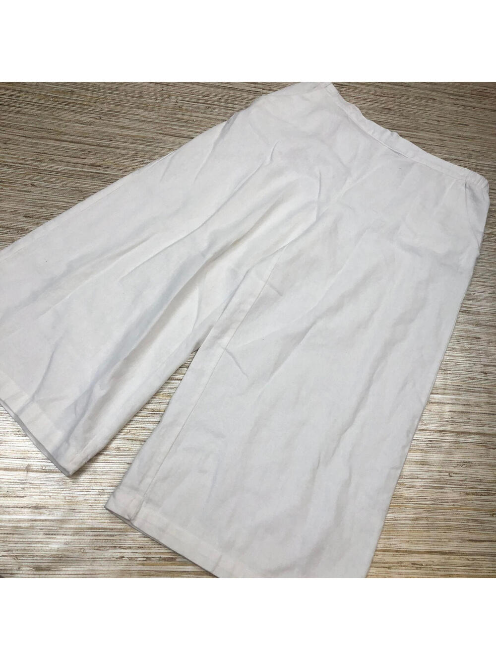 2922 Ellen Tracy Linen Blend Pants Womens Ankle 21" Inseam Relaxed Fit WHITE M